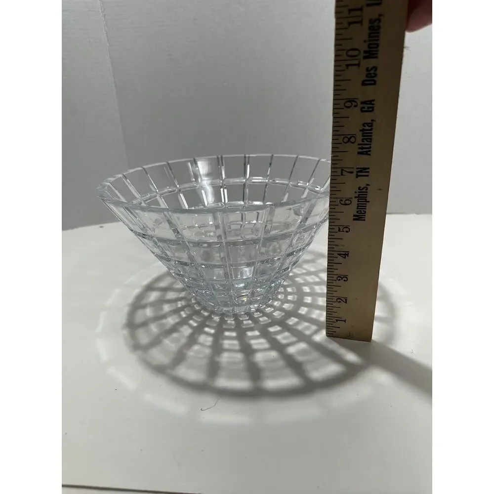 RARE Mikasa ATRIUM 11 inch Faceted Cubist Style Crystal Centerpiece Bowl W Label